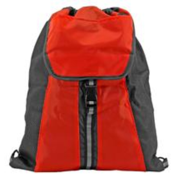 Hit 2-pocket Drawstring Backpack Red Black - Picture 3 of 5